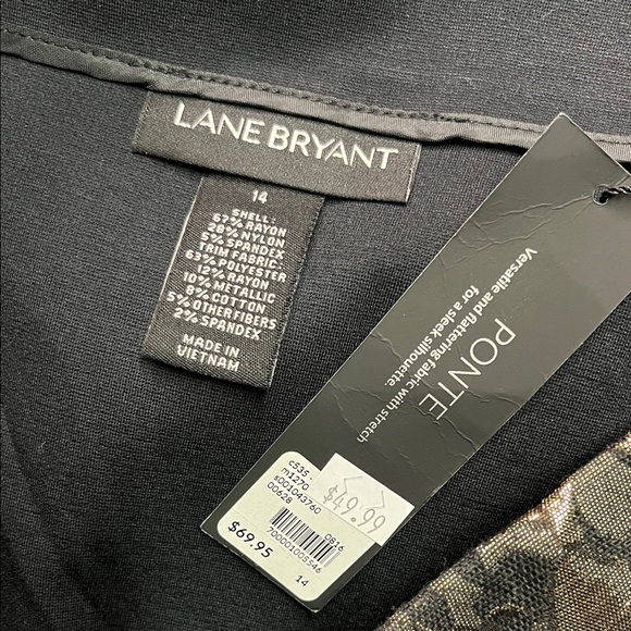 NWT Lane Bryant Black & Metallic Gold Jacquard Floral Ponte Knit Faux Wrap Skirt - Picture 14 of 14